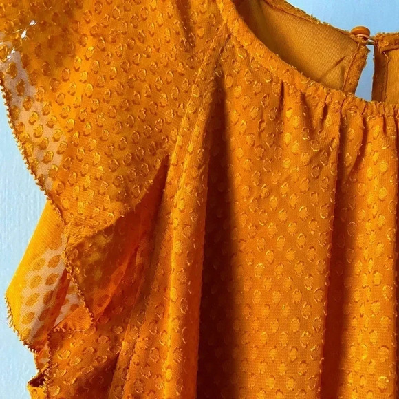 H&M | Orange Flounce Sleeve Dotted Sheer Dress Size 6 (NWOT) - Picture 5 of 7